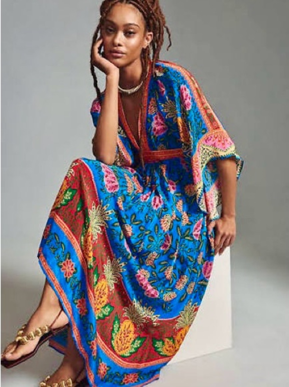 FARM Rio Blue Floral Maxi kaftan with Pineapple Garden - Picture 8 of 12
